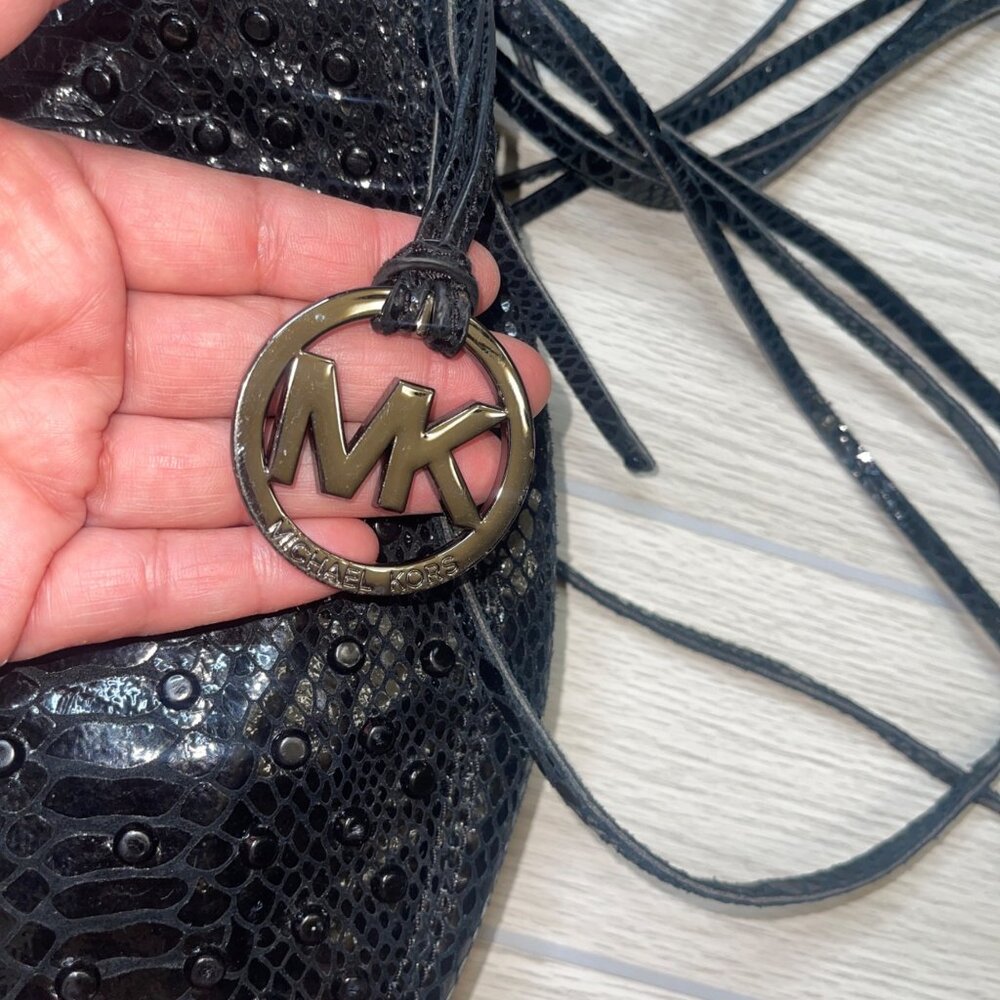 Michael Kors Rhea Crystal Black Python Leather St… - image 11